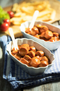 Bowls of Currywurst