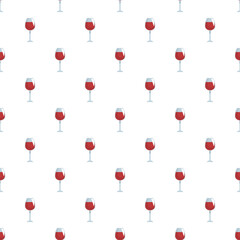 Naklejka premium Red wine glasses filling a repeating pattern on a white background