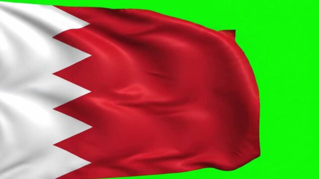 Bahrain Flag Waving on Green Screen, Chroma Key Background