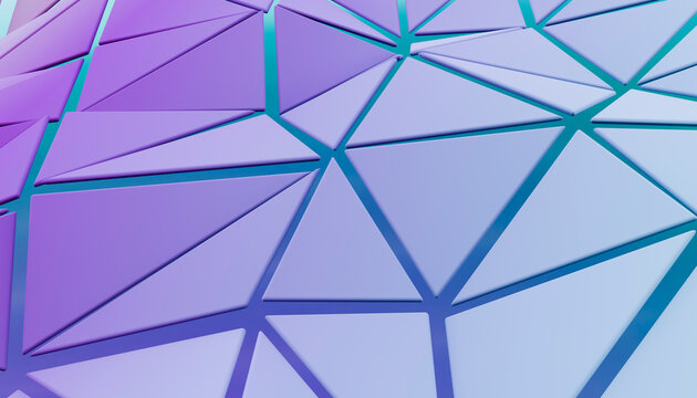 The abstract 3d rendering shows a modern purple geometric background