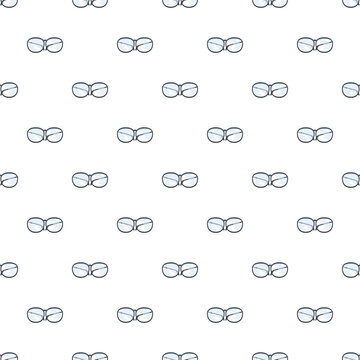 Eyeglasses repeating as a seamless pattern on a clean white background