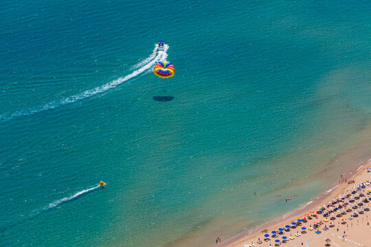 Greece, Rhodes, Parasailing and beach
