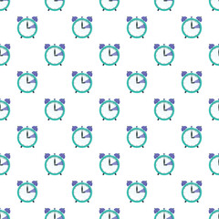 Obraz premium Alarm clocks creating a seamless pattern, symbolizing time, deadlines, and daily routine