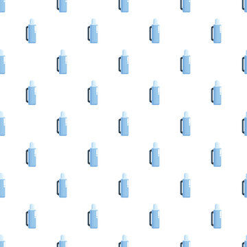 Blue thermal bottles creating a repeating pattern on a white background