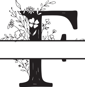 Split Letter F Flower Monogram Decorative Design