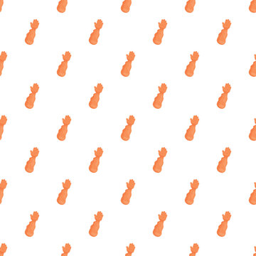 Orange cartoon strong flexed arm pattern repeating on a white background