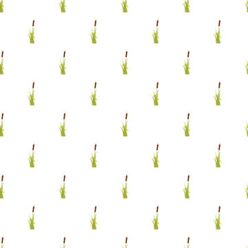 Cattail plants creating a natural repeating pattern on a white background
