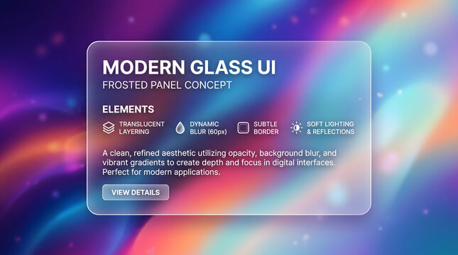 Frosted glass card with glassmorphism on gradient