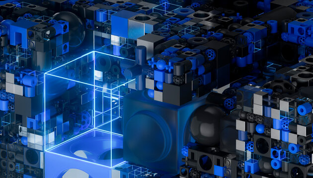 3D Abstract AI Technology Structure