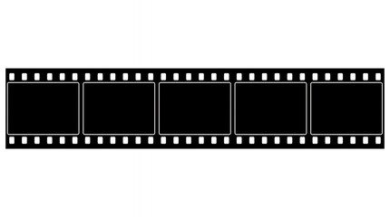 Fototapeta premium Black Silhouette Motion Picture Filmstrip Featuring Five Blank Frame Cuts Suitable For Cinema Visuals Videography Project Editing And Multimedia Production film strip silhouette movie frame negative