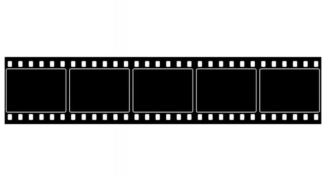Black Silhouette Motion Picture Filmstrip Featuring Five Blank Frame Cuts Suitable For Cinema Visuals Videography Project Editing And Multimedia Production film strip silhouette movie frame negative