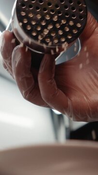 Adding Sesame Seeds to Food Slow Motion Close up