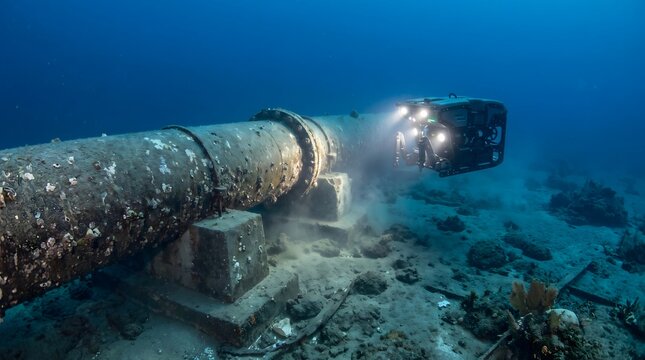 Underwater exploration of an ancient shipwreck with marine life.