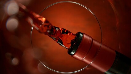 Naklejka premium Wine Pouring Into Glass From Below