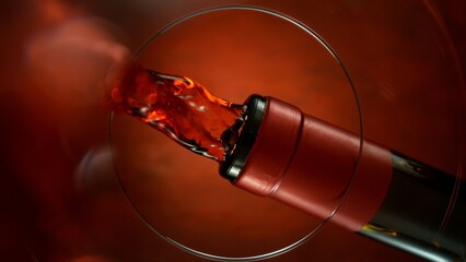 Naklejka premium Wine Pouring Into Glass From Below