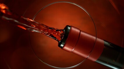 Naklejka premium Wine Pouring Into Glass From Below
