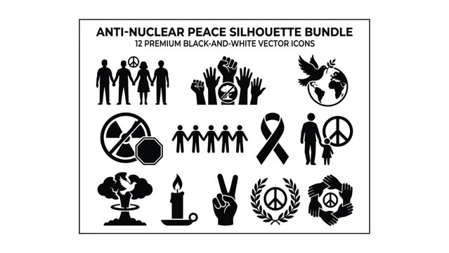 Anti-nuclear peace protest icon bundle