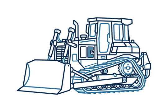 Bulldozer Outline Vector Illustration