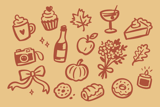 Autumn Celebration Doodle Set Illustration