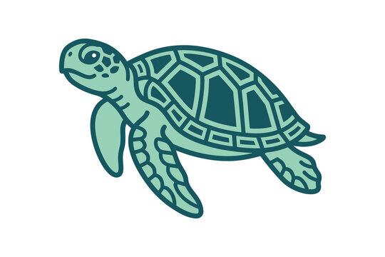 Minimal Sea Turtle Vector Illustration