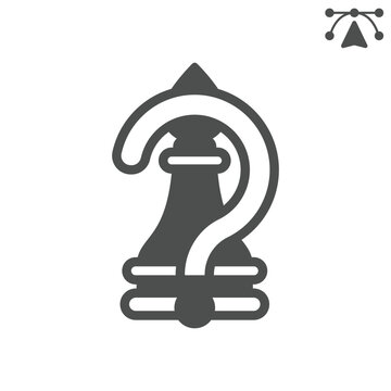 Chess zugzwang solid icon, chess game concept. Vector graphics. Forced dilemma, question sign and editable stroke, glyph style icon for mobile or web design.