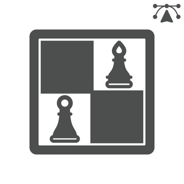Chess study solid icon, chess game concept. Vector graphics. Outcome, chessboard sign and editable stroke, glyph style icon for mobile or web design.