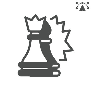 Chess piece sacrifice solid icon, chess game concept. Vector graphics. Strategic proposition, battle sign and editable stroke, glyph style icon for mobile or web design.