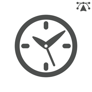 Ticking clock solid icon, time measurement concept. Vector graphics. Time pressure sign and editable stroke, glyph style icon for mobile or web design.