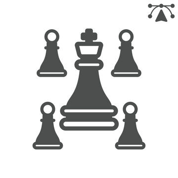 Chess stalemate solid icon, chess game concept. Vector graphics. Blocked moves, chess pieces sign and editable stroke, glyph style icon for mobile or web design.