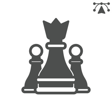Chess pieces initiative solid icon, chess game concept. Vector graphics. Seizing control sign and editable stroke, glyph style icon for mobile or web design.