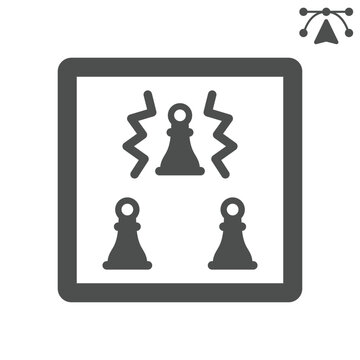Chess gambit solid icon, chess game concept. Vector graphics. Calculated risk, chessboard sign and editable stroke, glyph style icon for mobile or web design.