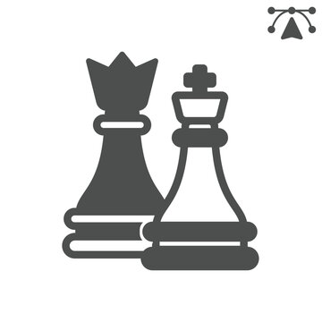 Chess pieces opposition solid icon, chess game concept. Vector graphics. Face to face chess sign and editable stroke, glyph style icon for mobile or web design.