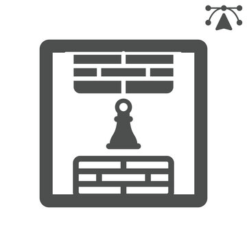Chess piece blockade solid icon, chess game concept. Vector graphics. Strategic barrier, chessboard sign and editable stroke, glyph style icon for mobile or web design.