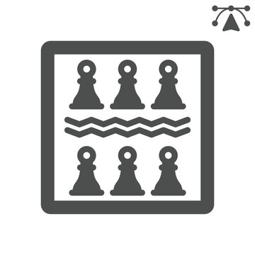 Chess pieces counterplay solid icon, chess game concept. Vector graphics. Strategic response, chessboard sign and editable stroke, glyph style icon for mobile or web design.