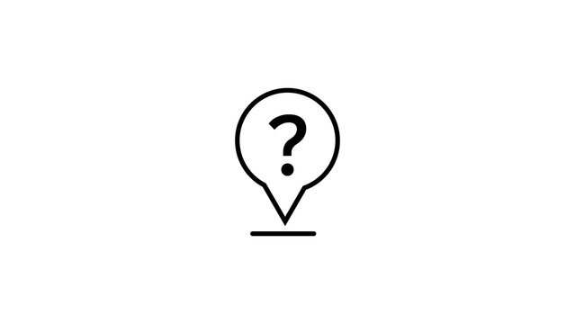 Question mark symbol inside map pointer icon for location search and service finding tools
