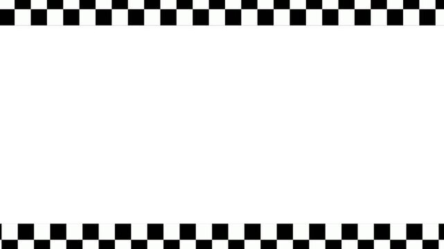 Checkered flag pattern border frames a blank white copy space.