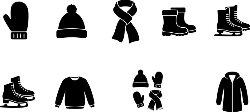 Santas workshop and toy factory line icons for christmas manufacturing theme