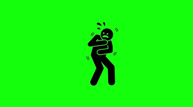 Stomachache Abdominal Pain Stick Figure Trembling Animated Graphic Green Screen Background Overlay