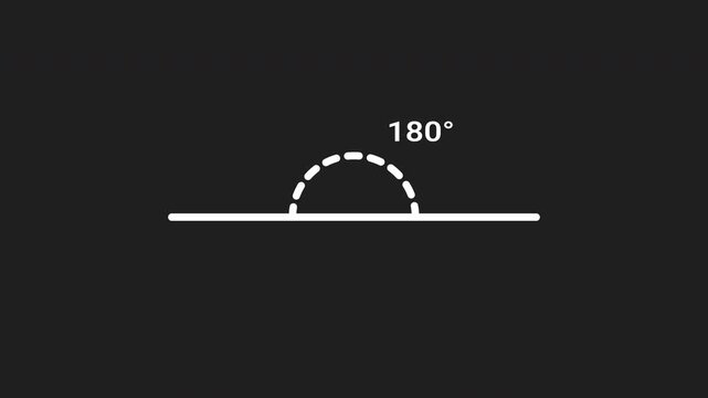 180 degree angle line icon , Ideal for Mathematics Tutorials and Educational Videos Explaining Geometry .alpha channel. 4K video