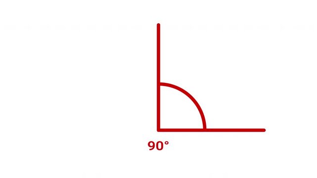 180, 90 and 45 degrees animation. Red line on white background, Perfect for Tutorials, STEM Education, and Scientific Visual Explanations. 4K video