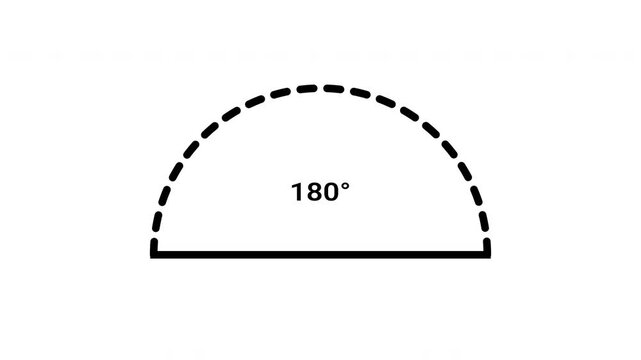 180 Degree Straight Angle Teaching Animation, for measure and math isolated icon animation. 4K video