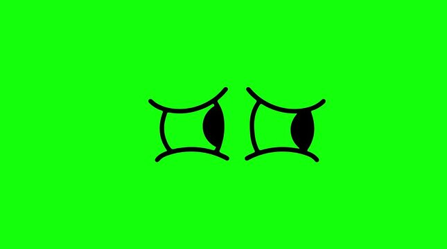 Sad Disappointed Eyes Looking Around Animated Graphic Green Screen Chroma Key Background Overlay Video