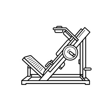 Hack Squat Machine Outline Vector Icon &ndash; Professional Lower Body Strength Training Equipment
