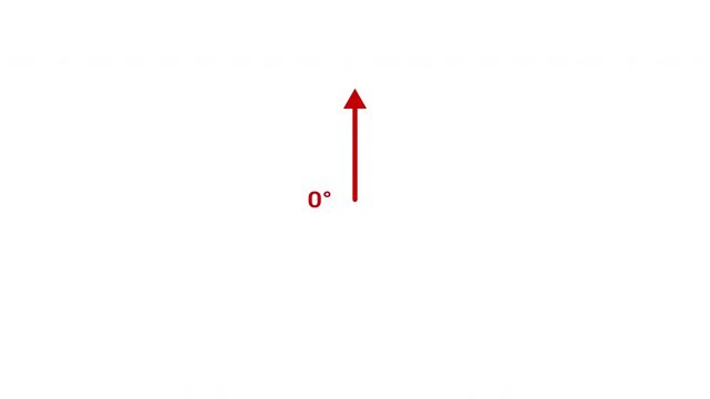 180 Degree Straight Angle Teaching Animation, Red line White Background, simple angle concept animation. 4K video
