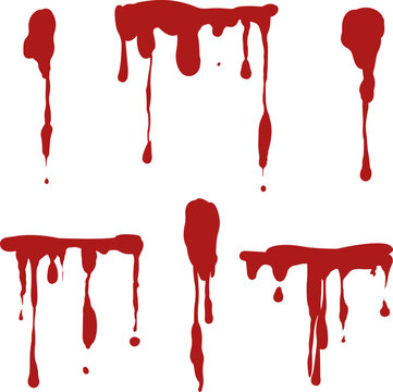 Red Dripping Blood Splatter Border Collection for Halloween Horror and Scary Decoration