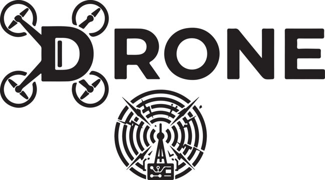 Drone and Communication Technology Logo Keywords: drone, technology, communication, signal, transmission, antenna, network, circuit, electronic