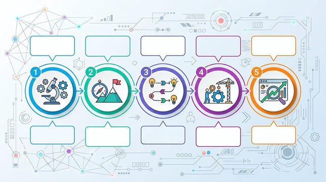 Strategic Planning Framework Infographic Outline Chart Template with Five Points and Line Diagram Background strategic framework infographic outline template points diagram chart circle line timeline