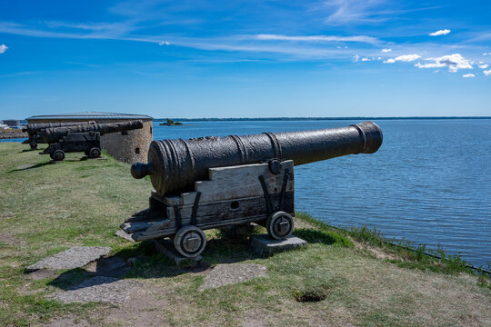 Old canon on wall around Kalmar Castle
