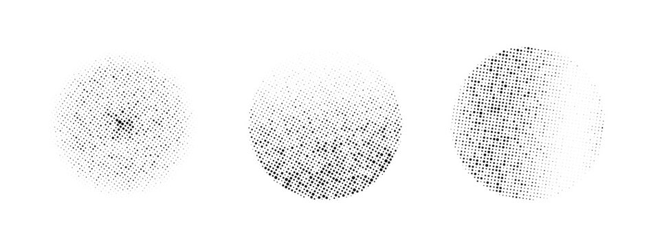Set of abstract halftone dotted circles