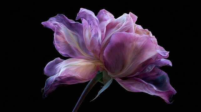 Close-up of a single flower, specifically a tulip. the flower is in full bloom, with its petals spread out in a fan-like shape.